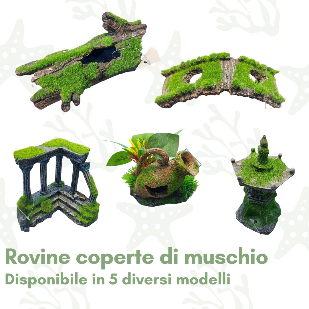 Rovine con Muschio per Acquario - Effetto Naturale per Fondali Verdi