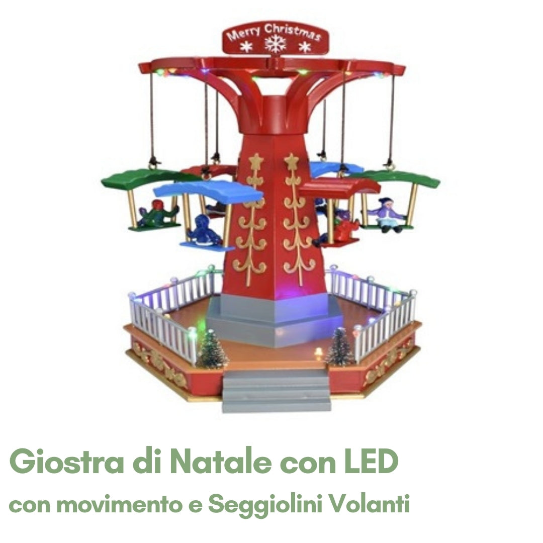 Giostra di Natale con Seggiolini Volanti e LED