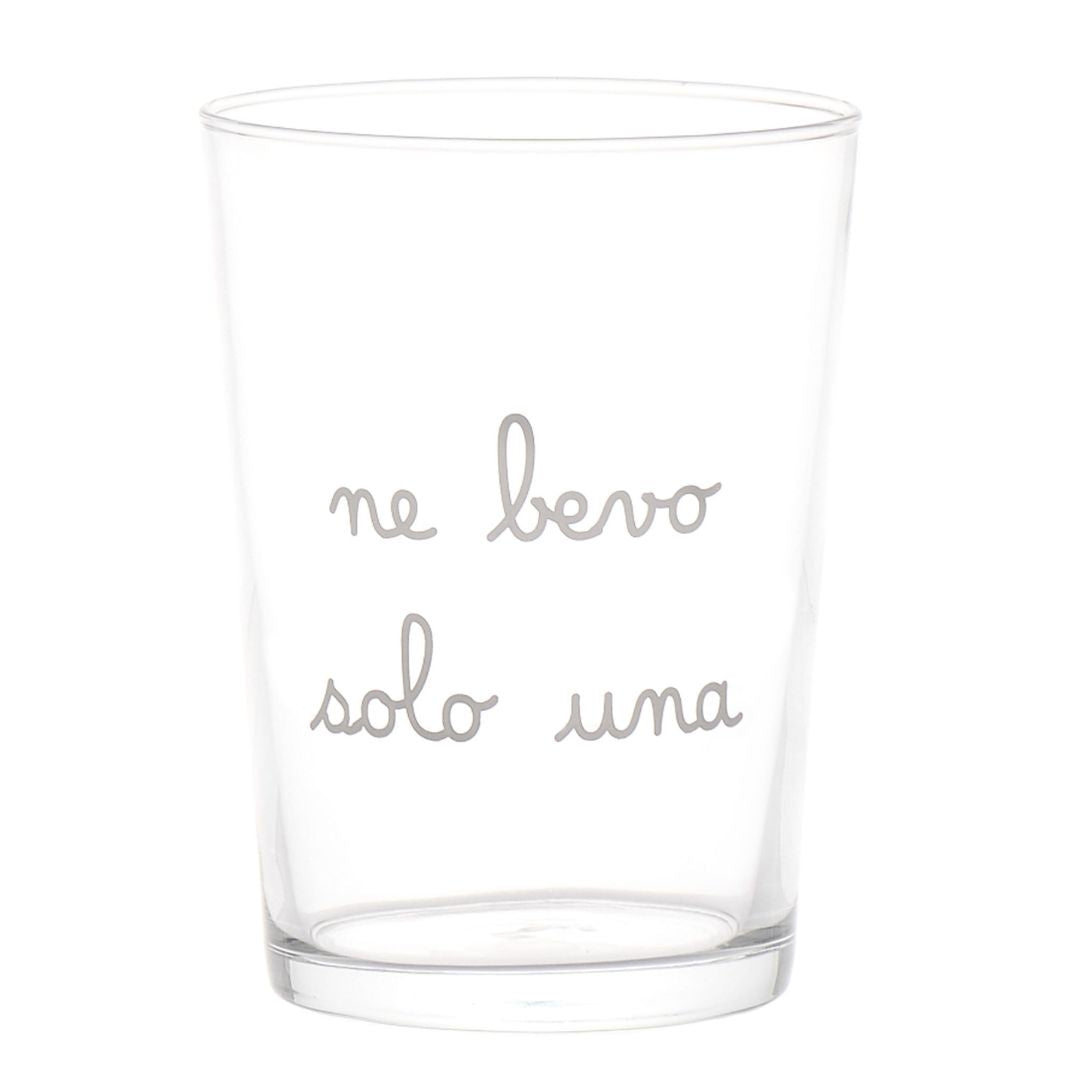 Bicchiere in vetro temperato da 50 cl con scritta bianca "ne bevo solo una".