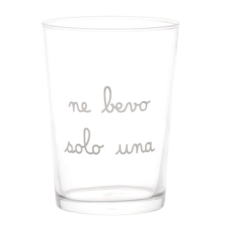 Bicchiere in vetro temperato da 50 cl con scritta bianca "ne bevo solo una".