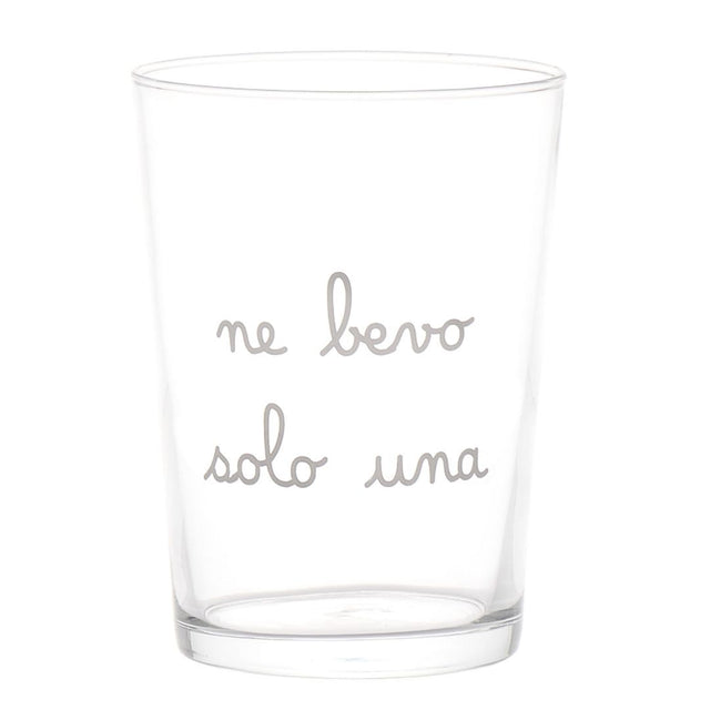 Bicchiere in vetro temperato da 50 cl con scritta bianca "ne bevo solo una".