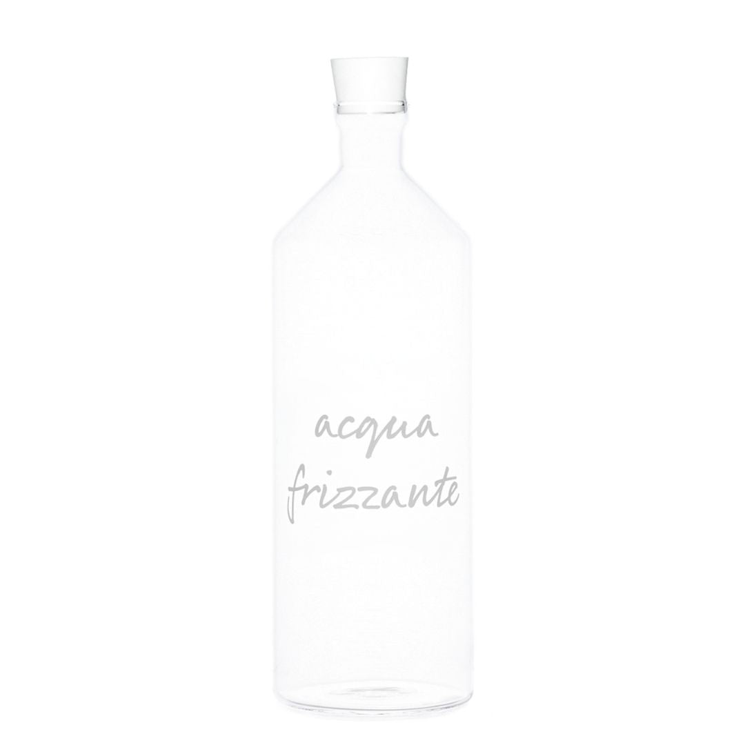 Bottiglia con tappo in vetro borosilicato con scritta bianca