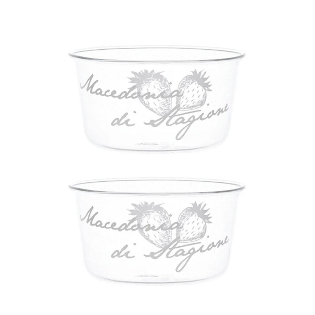 Set di due coppette in vetro con scritta