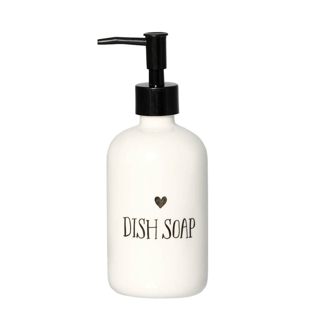 Dosasapone in grès con scritta nera "Dish soap".