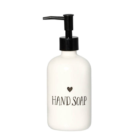 Dosasapone in grès con scritta nera "Hand soap".