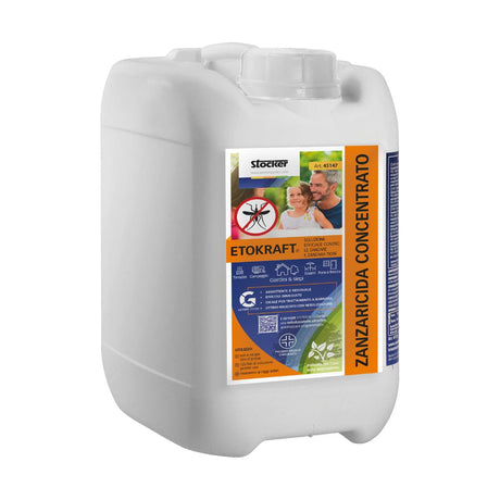 Tanica da 5 litri di Etokraft Zanzaricida Stocker, insetticida concentrato per uso esterno