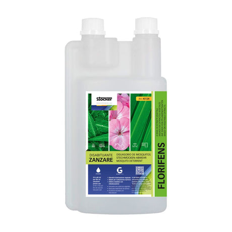 Flacone da 1 litro di disabituante per zanzare Florifens Stocker, a base di estratti vegetali