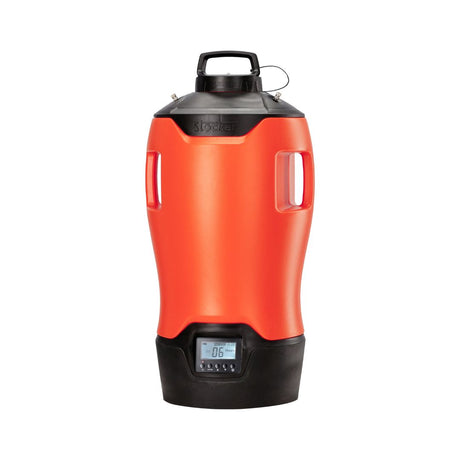 Geyser Nebulizzatore Stocker da 25 litri con manico, display digitale e base nera, su sfondo bianco