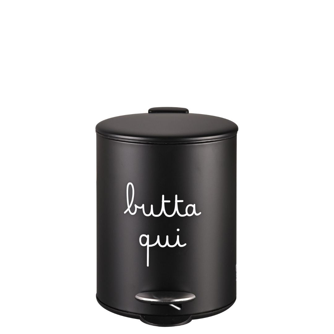 Pattumiera da 5 L nera con cuoricino rosso e scritta bianca