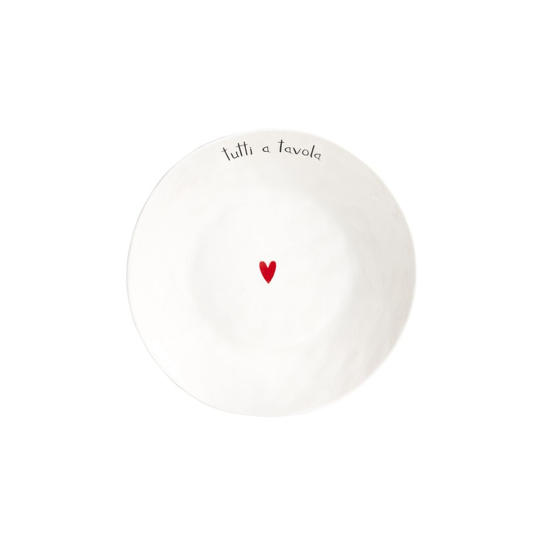Piatto fondo in grès con scritta nera