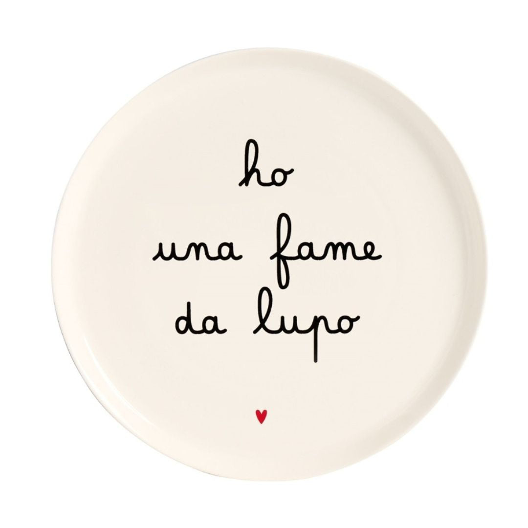 Piatto per pizza in gres con diametro di 31,5 cm e scritta