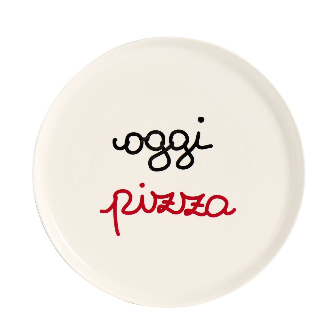 Piatto per pizza in gres con diametro di 31,5 cm e scritta