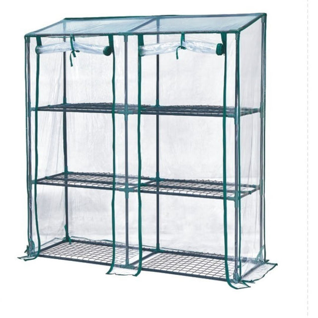 Serra con 6 ripiani, telo trasparente e doppia apertura frontale. Ideale per coltivare e organizzare piante.