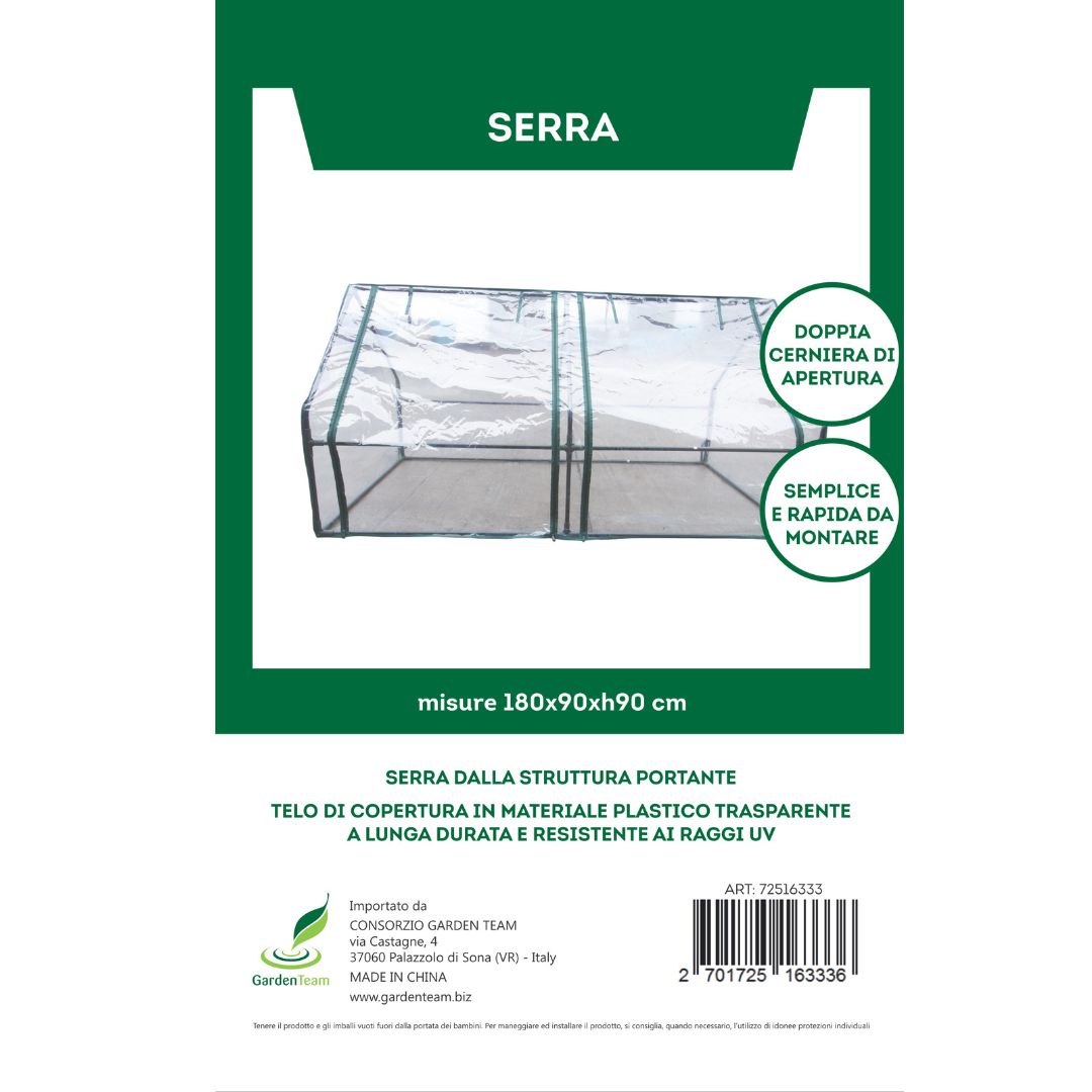 Serra con telo trasparente, ideale per piante aromatiche e ortaggi.