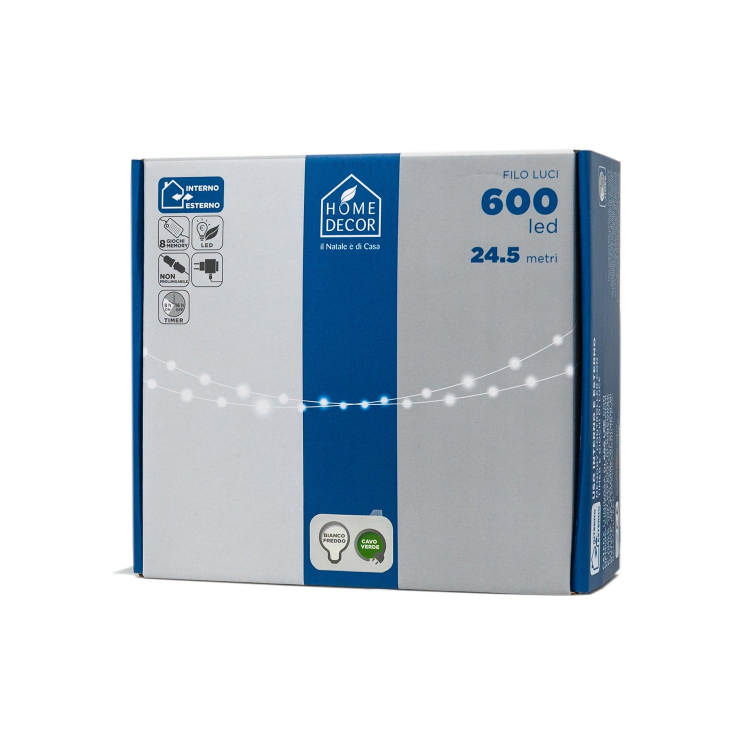 Filo Luci 24,5 metri - Luci Natale 600 led