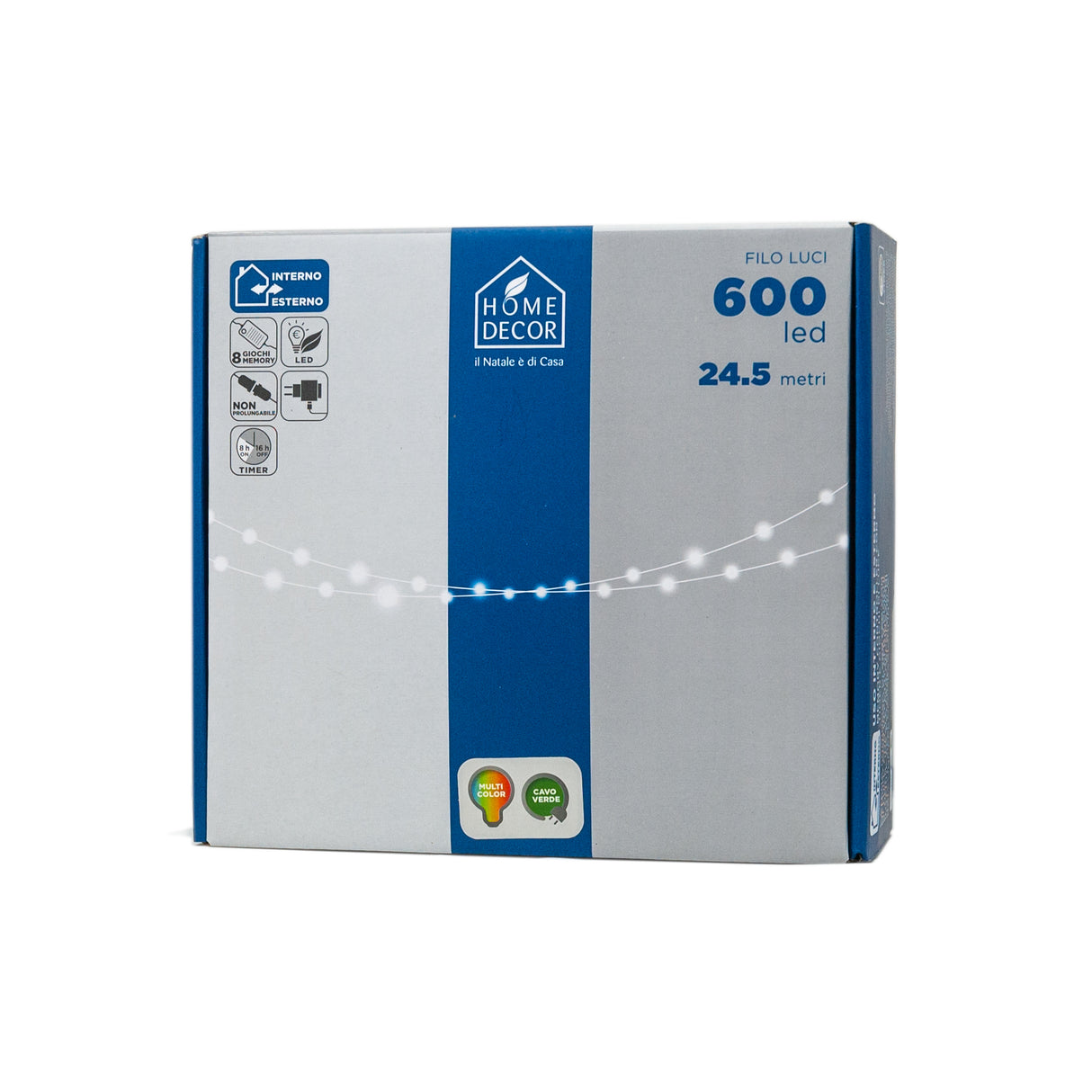 Filo Luci 24,5 metri - Luci Natale 600 led