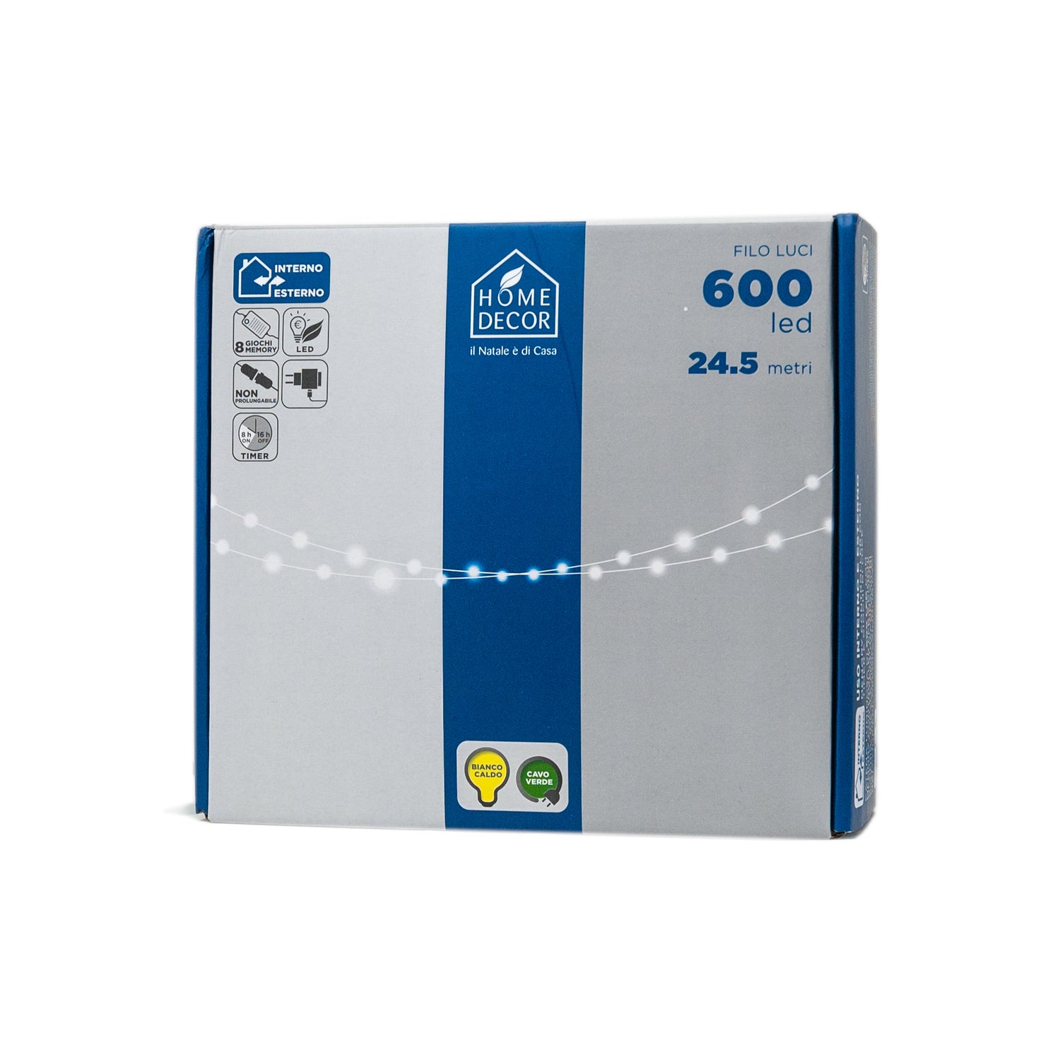 Filo Luci 24,5 metri - Luci Natale 600 led