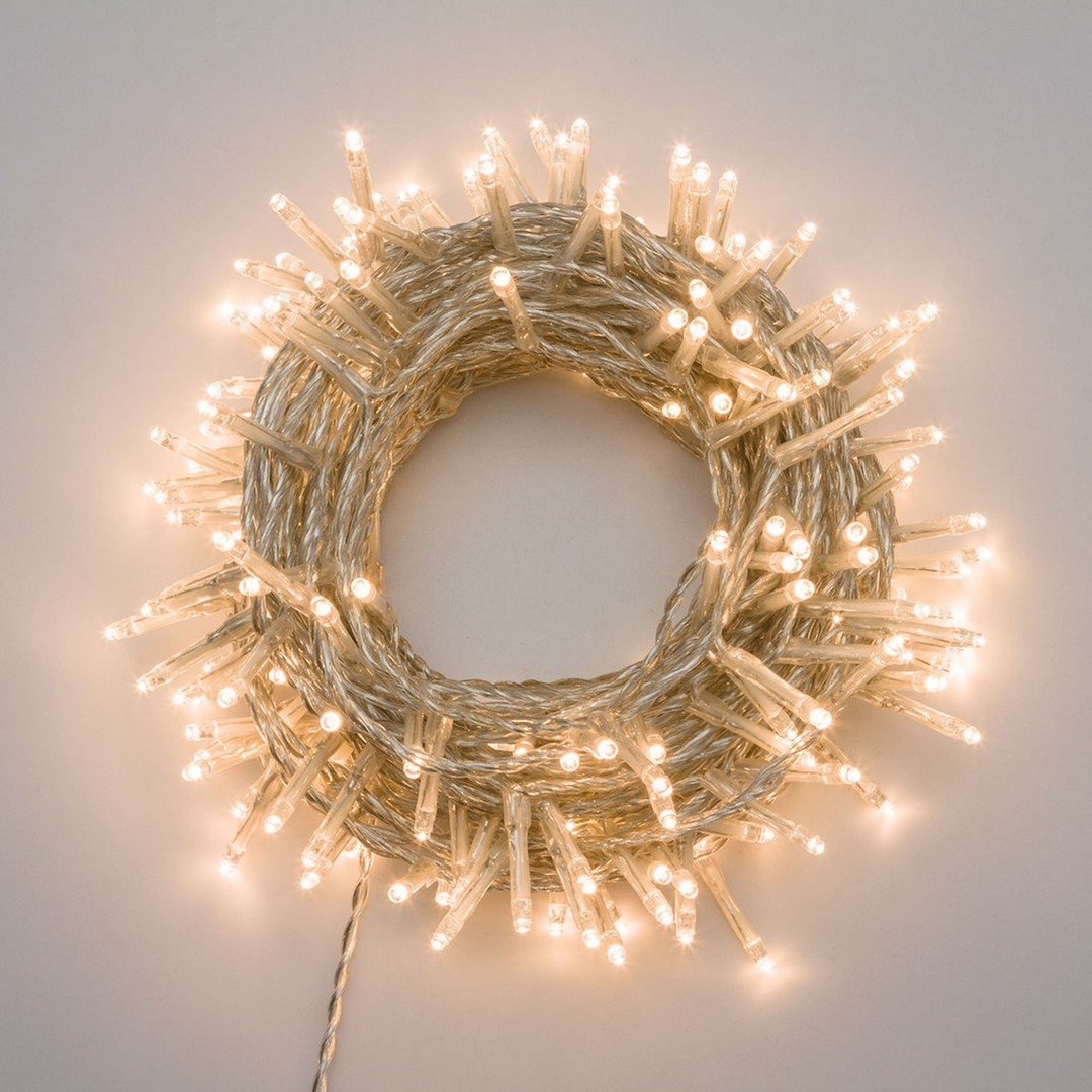 CATENA 180 MINILED CON 8 GIOCHI DI LUCE, TIMER E CAVO TRASPARENTE BIA Home & Garden
