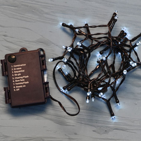 CATENA LUMINOSA A LED A BATTERIA CON TIMER E GIOCHI DI LUCE Luci Albero di Natale BIA Home & Garden