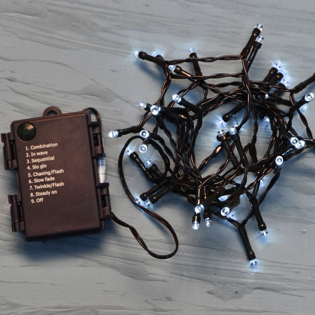 CATENA LUMINOSA A LED A BATTERIA CON TIMER E GIOCHI DI LUCE Luci Albero di Natale BIA Home & Garden