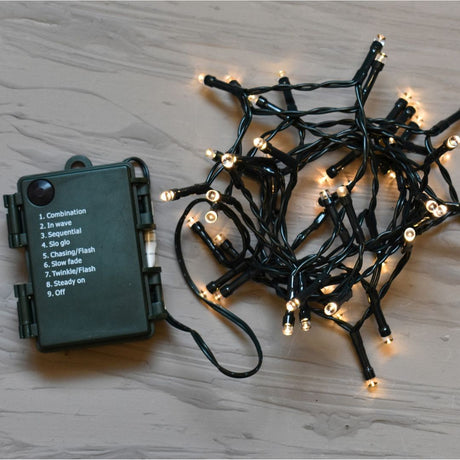 CATENA LUMINOSA A LED A BATTERIA CON TIMER E GIOCHI DI LUCE Luci Albero di Natale BIA Home & Garden
