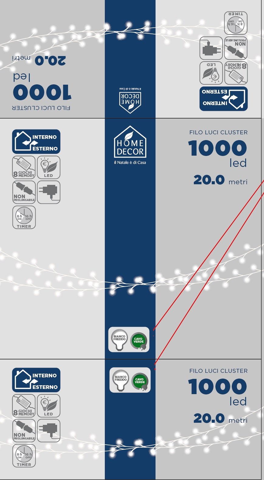 CATENA LUMINOSA CLUSTER LED 5MM CON TIMER E CONTROLLER GIOCHI DI LUCE Luci Albero di Natale BIA Home & Garden