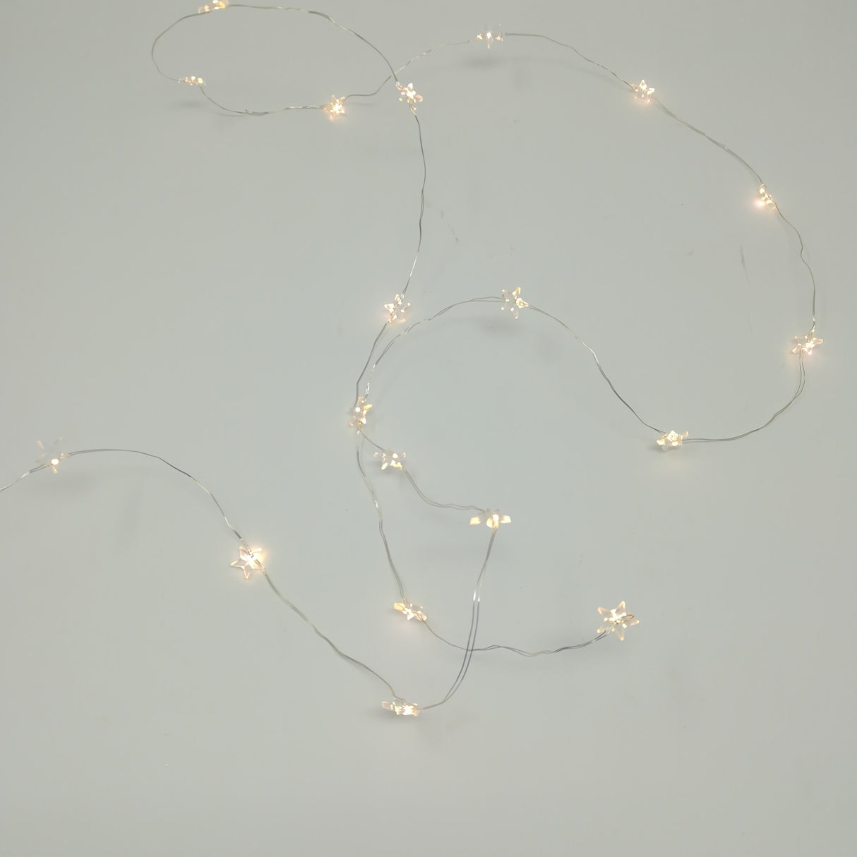 Catena Metal 20 Stelline LED Bianco Caldo Batteria Timer Luci a Batteria Garden Team