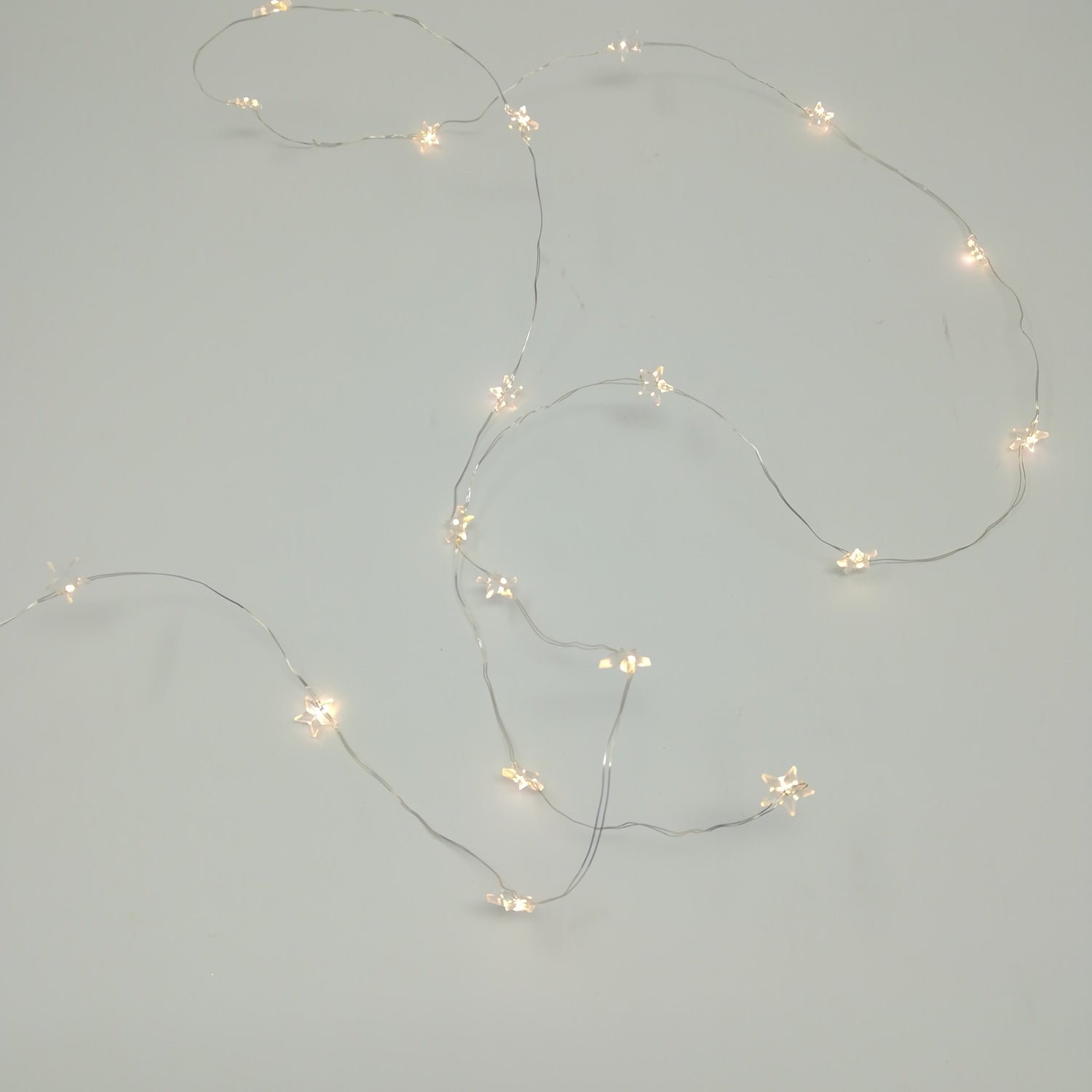 Catena Metal 20 Stelline LED Bianco Caldo Batteria Timer Luci a Batteria Garden Team