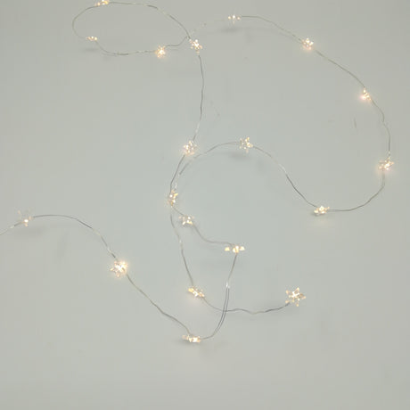 Catena Metal 20 Stelline LED Bianco Caldo Batteria Timer Luci a Batteria Garden Team