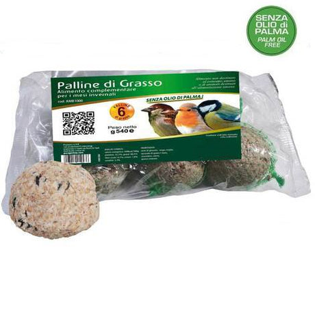 PALLE DI GRASSO MANGIME PER UCCELLI 90GR 6PZ Mangime Uccelli GARDEN TEAM