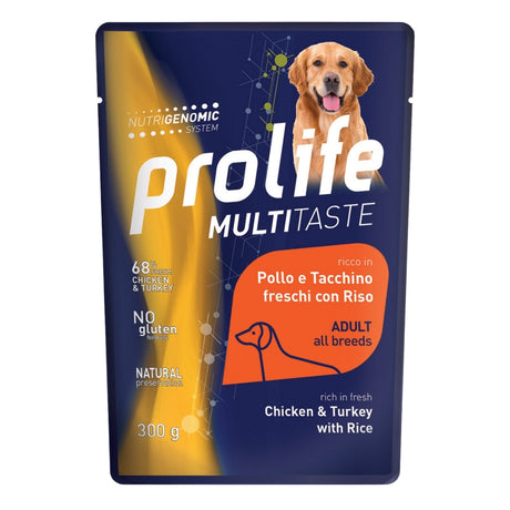 Prolife Multitaste Cibo Umido Cane Adulto Pollo Tacchino Riso 300g