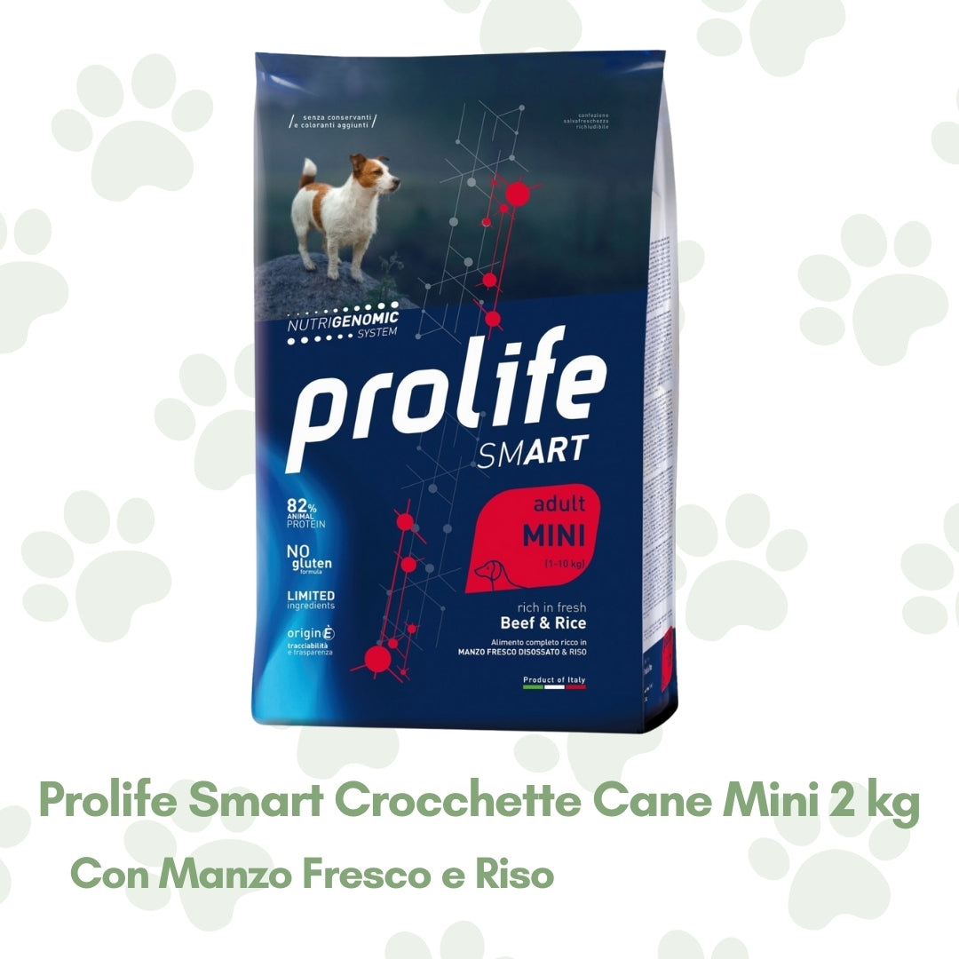 Prolife Smart Crocchette per Cane Adulto t. Mini Manzo Riso 2kg