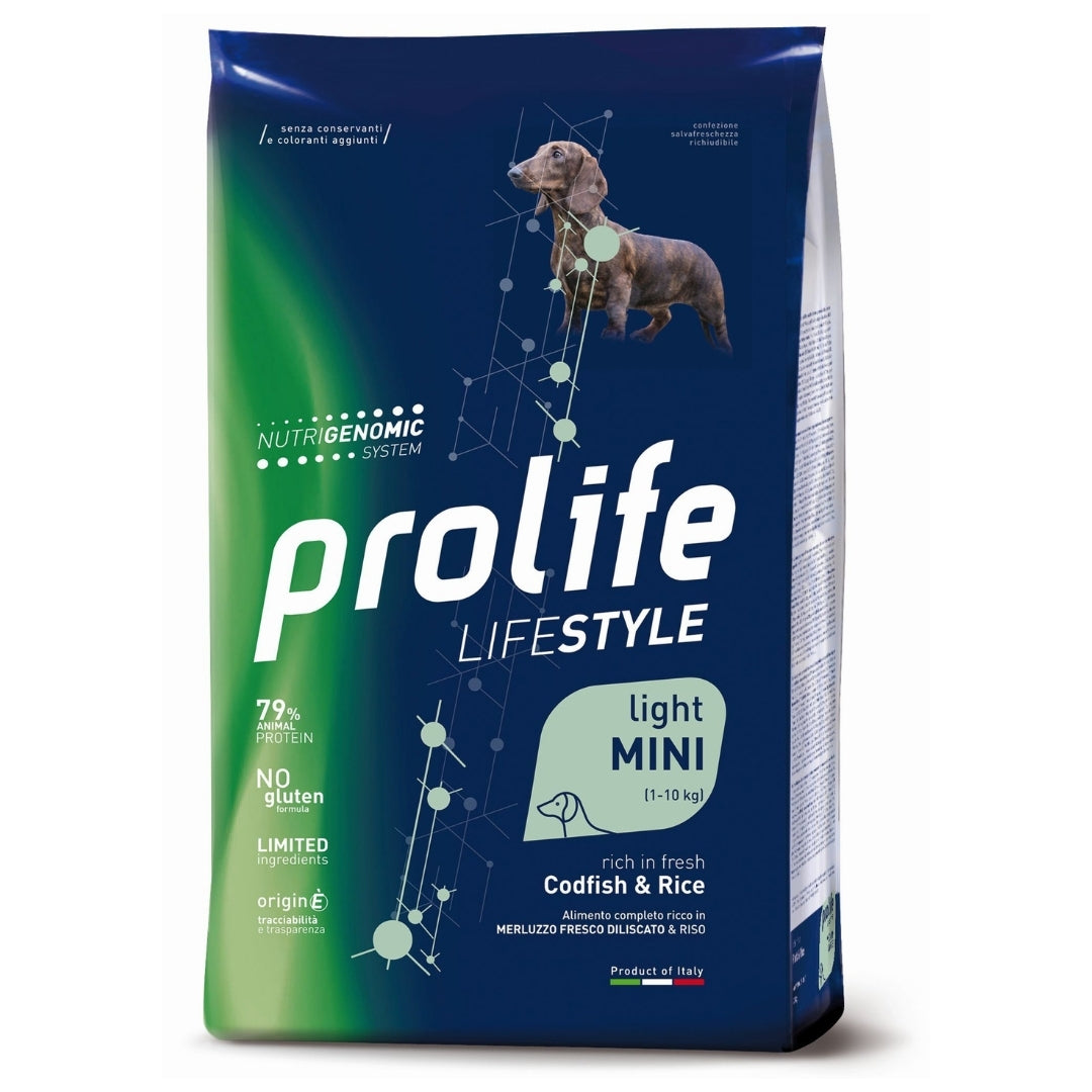 Prolife LifeStyle Crocchette Cane Adulto t. Mini Merluzzo Riso 600g