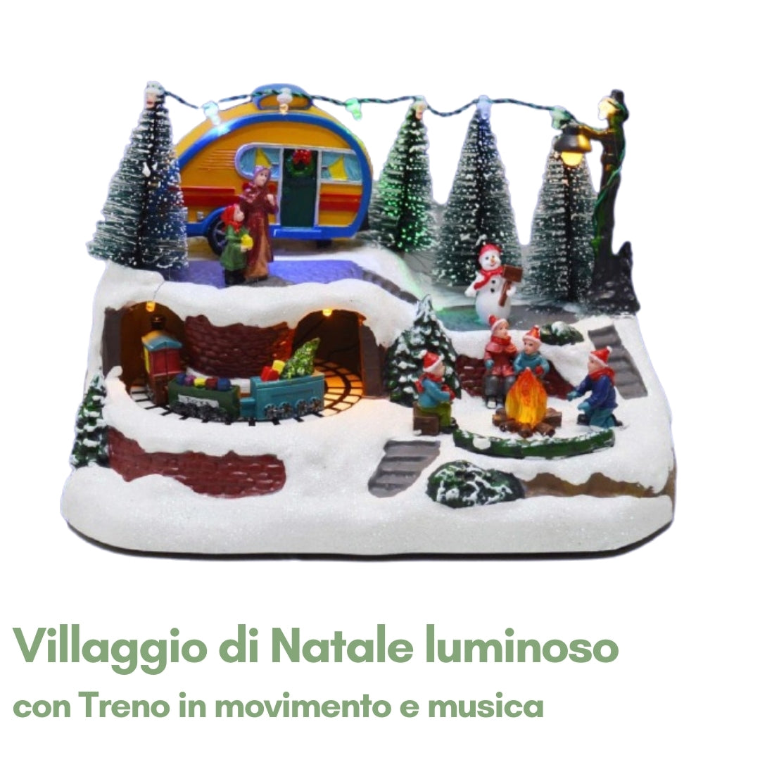 Villaggio di Natale con Treno Luminoso e Musica