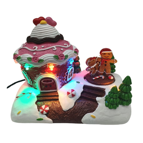 Casetta Gingerbread con LED e Melodie Natalizie