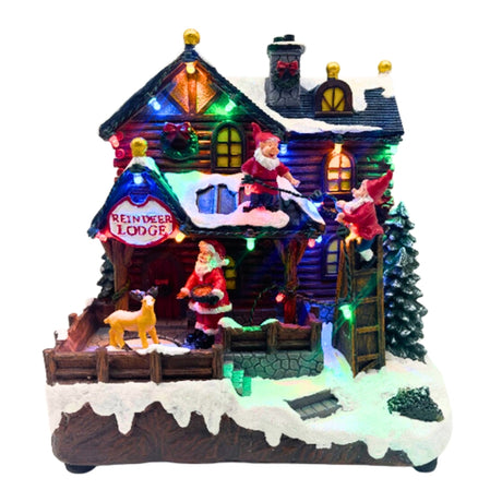 Capanna Natalizia con Renna Rotante e Luci LED