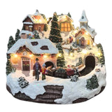 Scena Natalizia con Villaggio Innevato Luci e Musica