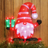 Gnomo Luminoso con Cappello a Strisce - Decorazione Natalizia LED da Esterno