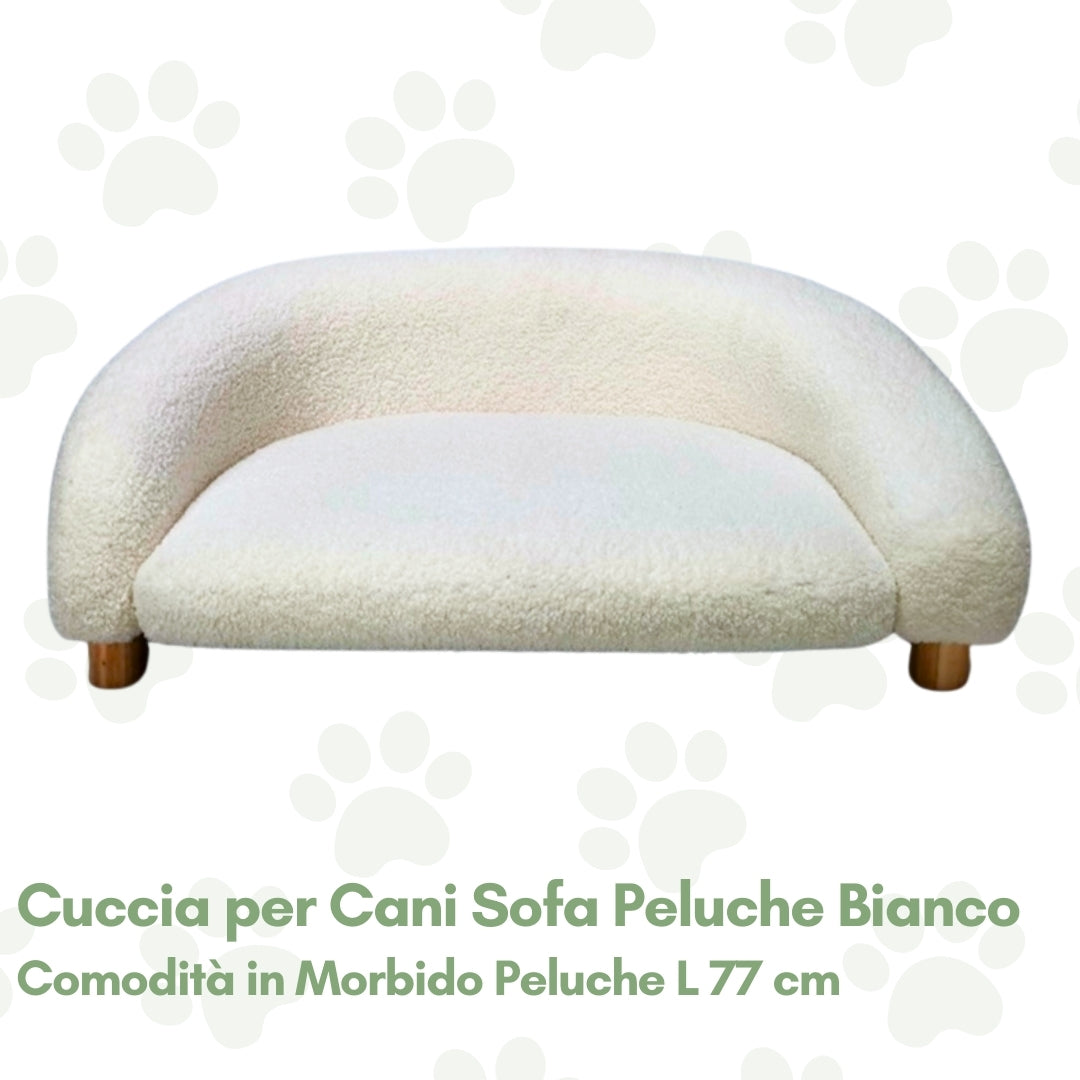 Cuccia per Cani Sofa Peluche Bianco 77 cm