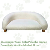 Cuccia per Cani Sofa Peluche Bianco 77 cm