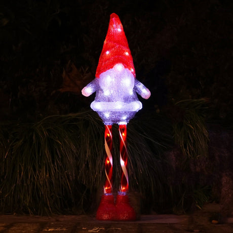 Gnomo Luminoso Rosso con LED - Decorazione Natalizia in Acrilico per Esterni