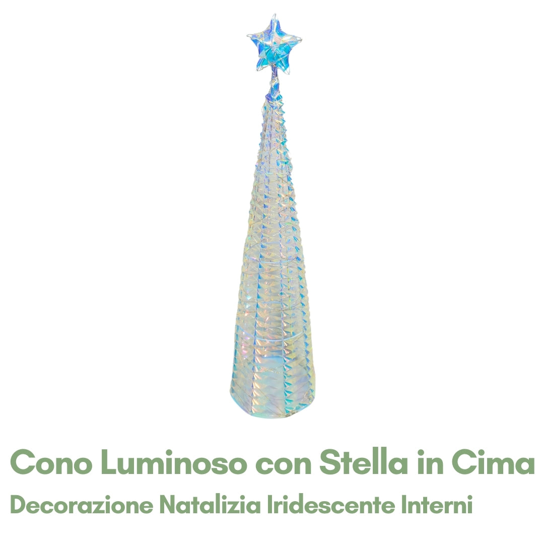 Cono Luminoso con Stella in Cima - Decorazione Natalizia Iridescente Interni