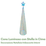 Cono Luminoso con Stella in Cima - Decorazione Natalizia Iridescente Interni