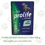 Prolife LifeStyle Cibo Umido Cani Adulti t. Mini Merluzzo Riso