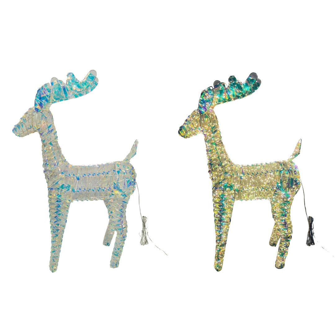 Renna Bianca Iridescente - Decorazione Natalizia Luminosa Esterni