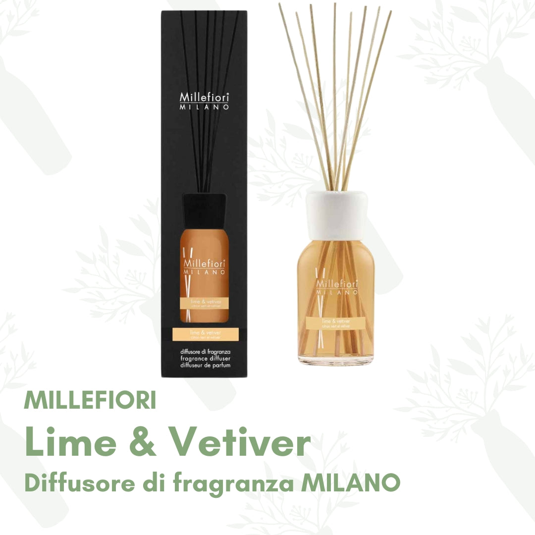 Lime & Vetiver - Millefiori Diffusore di Fragranza a Bastoncino "Milano"