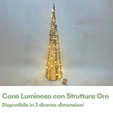 Cono Luminoso con Struttura Oro - Decorazione Natalizia Brillante Interni