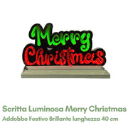 Scritta Luminosa Merry Christmas L 40 cm - Addobbo Festivo Brillante