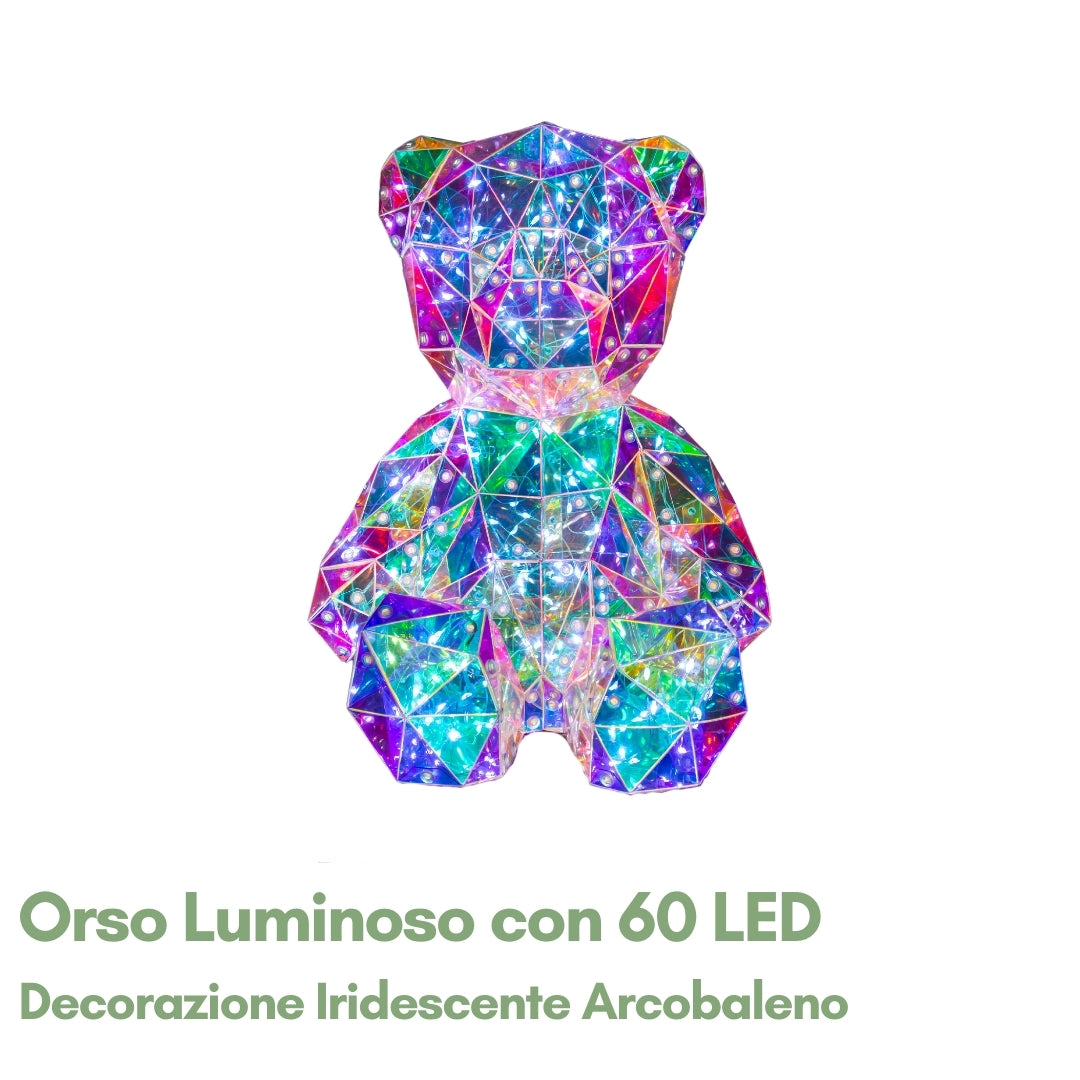 Orso Luminoso con 60 LED - Decorazione Iridescente Arcobaleno