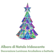 Albero di Natale Iridescente a Batteria - Decorazione Luminosa Arcobaleno